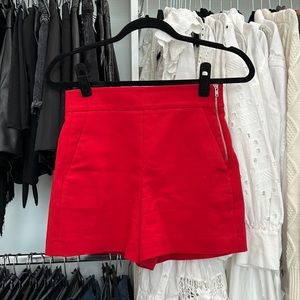 Zara red high waisted zipper dressy shorts